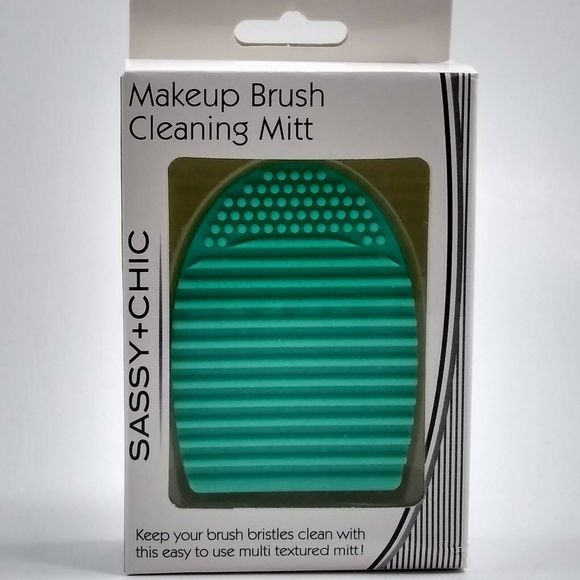 Silicon Makeup Brush Cleaning Mitt Set 2 Pink Teal - Picture 4 of 5